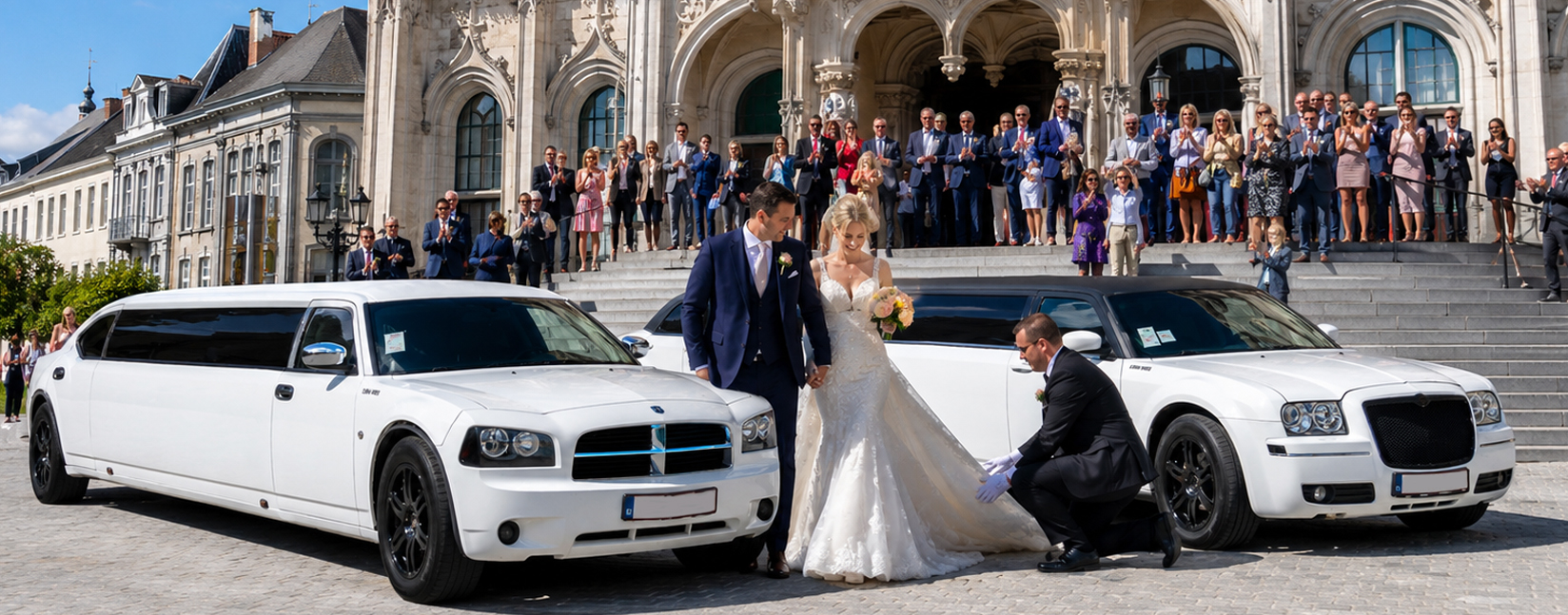 huwelijk met een limousine als ceremoniewagen